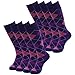 Mid Calf Crew Dress Socks, SUTTOS Men's Custom Elite Casual April Fool's Day Fun Purple Argyle Jacquard Plaid Cotton Knit Dress Causal Party Socks Easter Day Gift Wedding Groomsmen Party Dress Socks,8 Pairs