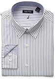 Nautica Men's Classic Performance Striped Button Down Collar Dress Shirt, Multi Blue, 16.5