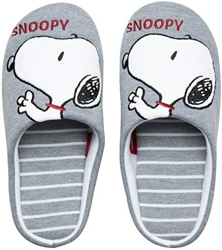 ニッポン スリッパ ルームシューズ ピーナッツ スヌーピー 22 24cm グレー 刺繍