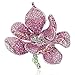 EVER FAITH Women's Austrian Crystal Orchid Flower Petal Brooch Pink Silver-Tone