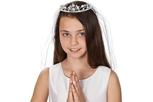 Giftware by Roman Inc., Sacraments, First Communion Veil, 26"L HANNAH RHINESTONE TIARA ,Religious, Inspirational, Durable (26x5x2)