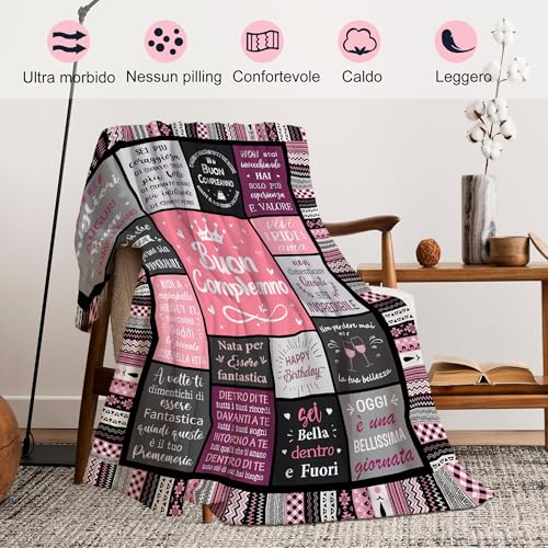 Yesbird Women's Birthday Gift, Best Friend Birthday Gift, Happy Birthday, Birthday Gift for Mother/Daughter/Sister/Girl/Wife/Grandma, Gift Ideas for Women Birthday Useful Blanket 130 x 150 cm