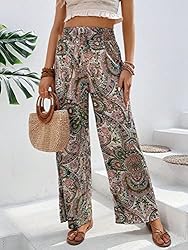 OYOANGLE Women's Boho Paisley Print High Elastic