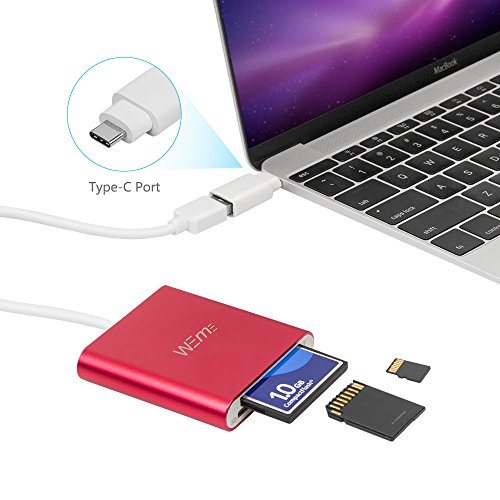 WEme Compact Flash CF Card Reader, Aluminum SuperSpeed USB 3.0 Multi Ports Micro SD Card Adapter with USB-C OTG Converter for Sandisk SDXC/SDHC Card and Laptop, Tablet, Phone, MacBook Pro/Air, iMac