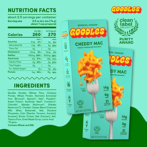 Goodles Cheddy Mac & Cheese 12 Pack, 6oz 14g Protein, 6g Fiber with