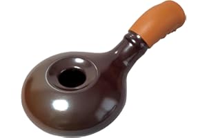 Sookwang Ceramic Hand Coffee Roaster with Leather Handle – Heat-Resistant, Even Roasting with Waffle Base & Measuring Spoon I