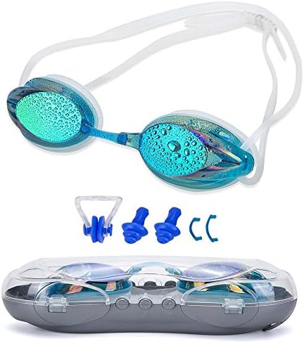 Swimming Goggles Anti Fog Shatterproof UV Protection,Silicone Nose Clip Ear Plugs Swimming Goggles Suit for Men Women Kids