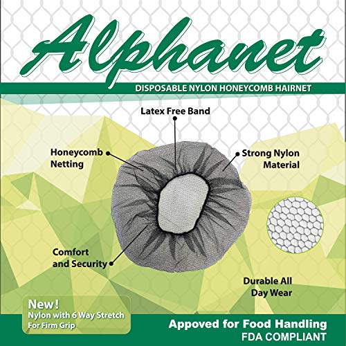 KLEEN CHEF Alphanet Disposable Nylon Honeycomb Hair Net | 21", Latex Free, Brown, Pack of 100