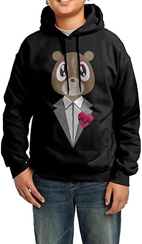 Hdjshghfgddh Younth's Kanye West Bear Hooded Sweatshirt BlackLarge