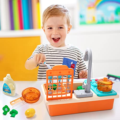JOYIN Kids Play Sink with Running Water, Color Changing Dishwasher Play
