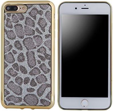 Sexy Leopard Pigeon Paste Gradient Colorful Slim Lightweight Soft Soft Shock Absorb Soft TPU Apple iphone 7 Plus Protective Case (Gold + gray leopard pattern)