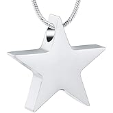 zeqingjw Star Shape Urn Necklace for Ashes Stainless Steel Urn Pendant Cremation Jewelry for Ashes Memory Keepsake Gifts Jewelry for Women Men