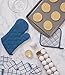 DII Basic Terry Collection 100% Cotton Quilted, Oven Mitt, Blue, 2 Piece