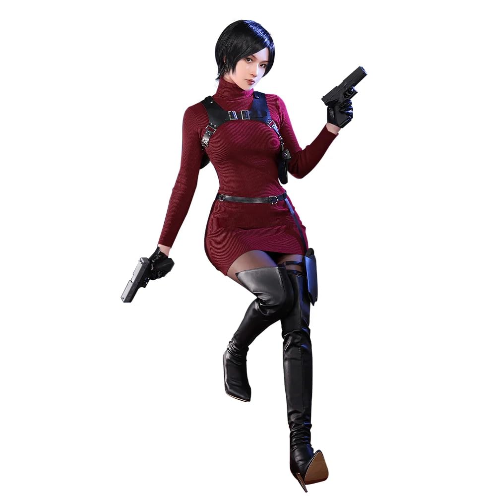 Photo 1 of **MISSING 1 GLOVE*** KIRA KIRA Adaa Wongg Cosplay Doki-R R E4 Ada Cosplay Costume Burgundy Dress Outfit for Halloween (XS)