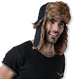 Trapper Hat - Winter Trooper Ushanka with Faux Fur & Ear Flaps - Russian Aviator Snow Hat for Hunting, Skiing & Cold Weather Activities - Waterproof, Windproof & Thermal - Fits Men, Women & Elmer Fudd