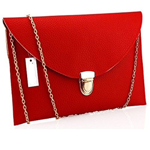 Amaze Fashion Women Handbag Shoulder Bags Envelope Clutch Crossbody Satchel Tote Purse Leather Lady Bag (Red)