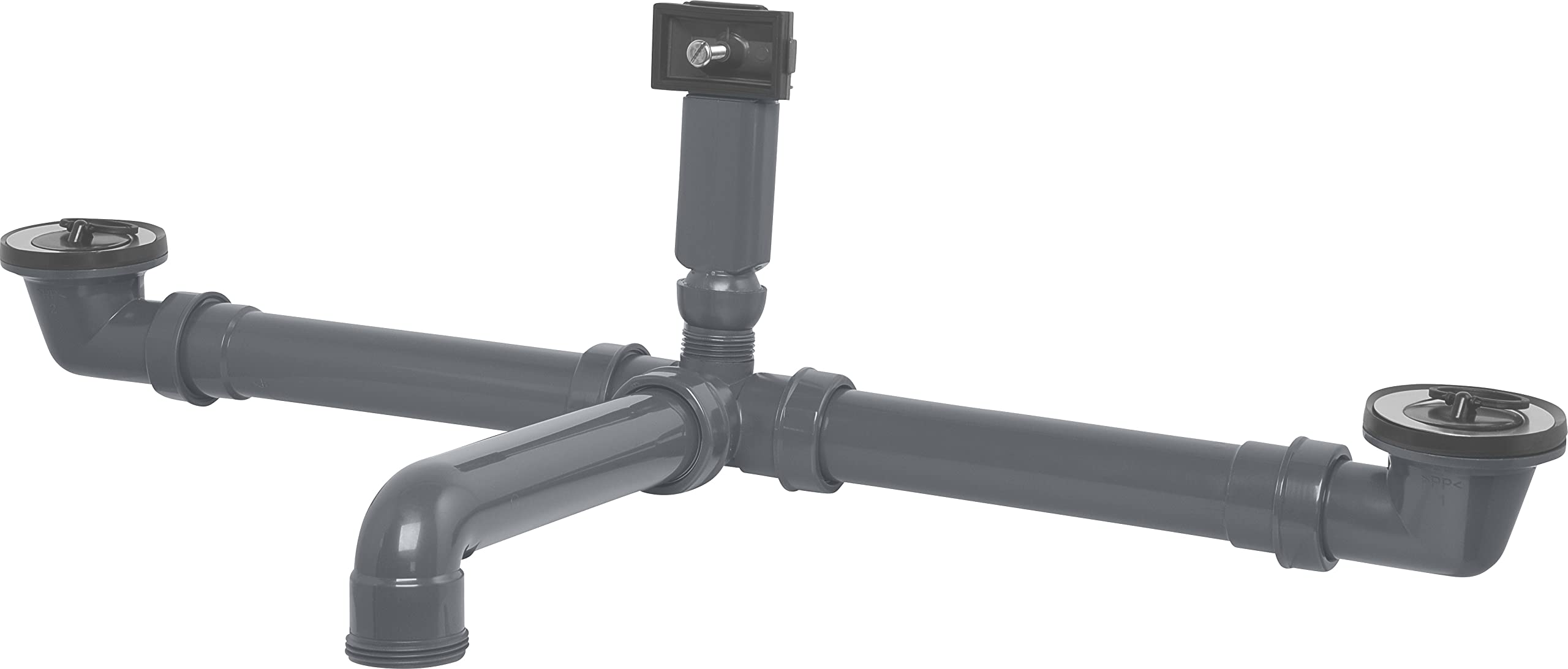 Cornat Recycle Drain and Overflow Set - for Reversible Double Sinks - 1 1/2 Inch AG - Made from Recycled Plastics - Made in Germany Quality/Sink Drain / T354504R