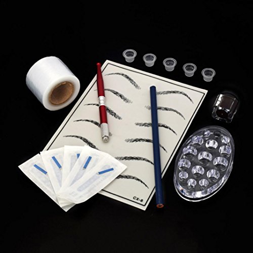 Chartsea Microblading Practice Skin HandMade Pen Makeup Eyebrow Tattoo Needle Pigment Kit (Red)