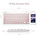 Wireless Keyboard and Mouse Combo, FD iK6620 2.4GHz Cordless Cute Round Key 79-Key Quiet Slim Compact Set for Laptop, Computer, Mac (No Numeric Pad)-Salmon Pink&White
