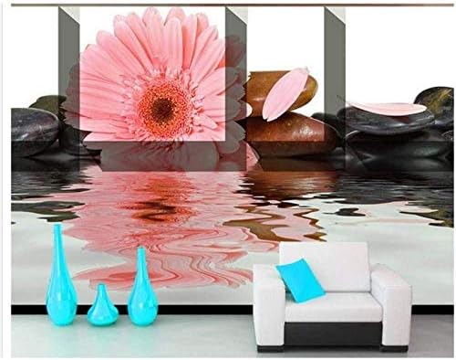 カスタム3d壁画壁紙リビングルーム石畳菊反射テレビ背景壁画壁紙 400x280cm Pswconcept