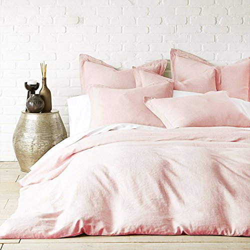 Merryfeel 100% Linen Duvet Cover Set - King - Light Pink - Thumbnail 4