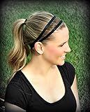 Double Band Silicone Lined Sports No Slip Headband (Running, Workout, Athletics, Yoga, Spartan) (Black)