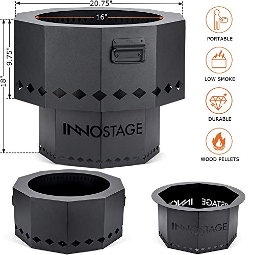 INNO STAGE Patented Smokeless Fire Bowl Pit for Outdoor Wood Pellet