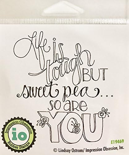 Impression Obsession IO Sentiment - Sweetpea - Cling Mounted Red Rubber Stamp E19469