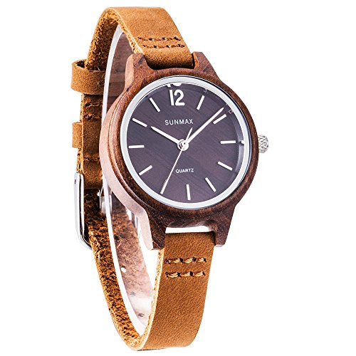 wooden watch face leather strap