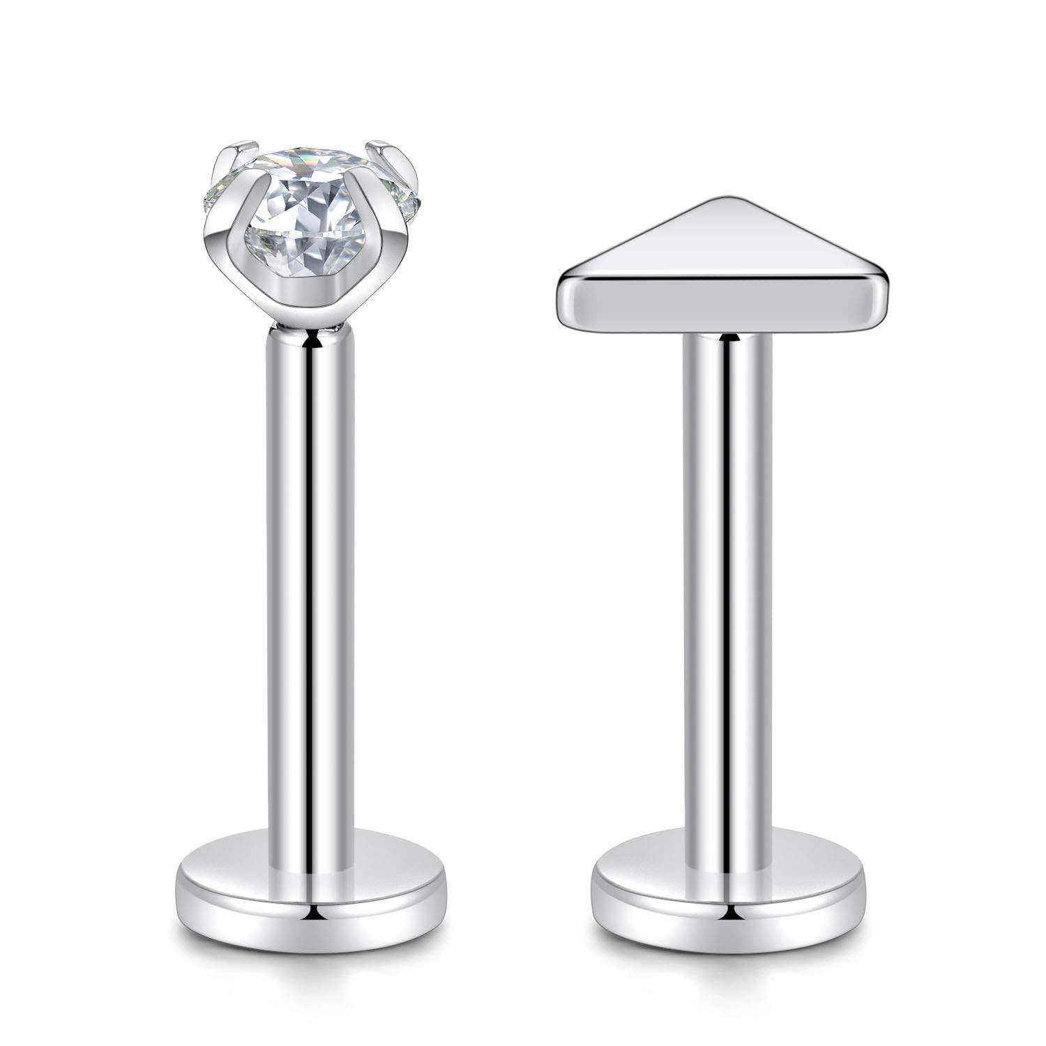 hengkaixuan G23 Titanium Internally Threaded Water Drop Earring 16g Crystal Labret Helix Tragus Cartilage Ear Piercing Body Jewelery