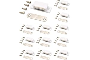QEDT Cabinet Magnetic Latch - 12 Pack White Cabinet Door Magnets Catch for Closure Cupboards Drawers Kitchen Bathroom and Shu