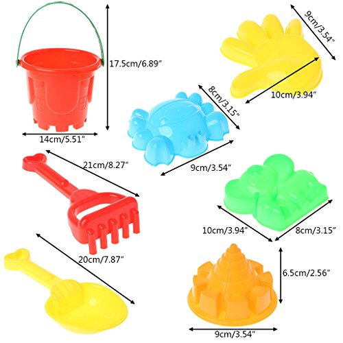 JAGENIE 7Pcs Sand Beach Toys Bucket Spade Shovel Rake Dune Water Tools Set for ChildrenChristmas New Year Gift,1 pc, Random Delivery - Thumbnail 7
