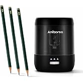 Aniborsa Electric Pencil Sharpener, USB &amp; Battery Operated, Black | Adjustable Sharpness, Portable, for 6-8mm Pencils, Kids, Students, Classroom, School, Home, Office