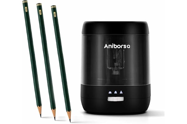 Aniborsa Electric Pencil Sharpener, USB & Battery Operated, Adjustable Nibs, Automatic Pencil Sharpener for Kids, Classroom,