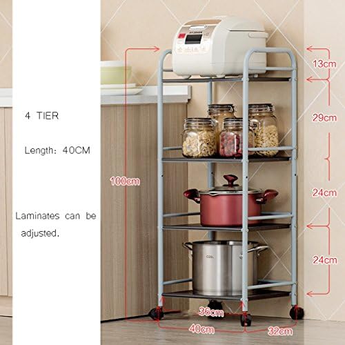 Storage Racks Large Kitchen 3 Tier Stainless Steel Racks On Wheels Microwave Oven Stand Shelf 40cm (Color : A, Size : 4 tier)