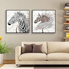 Framed Canvas Wall Art for Living Room, Bedroom Wood Panels Mammals Illustration II Canvas Prints for Home Decoration Ready to Hang - 16"x16"x2 Panels