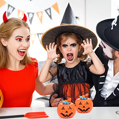 3 otters Mini Halloween Pumpkin Buckets, 10PCS Colorful Candy Buckets Halloween Trick or Treat Pumpkin Bucket, Halloween Goodie Bags