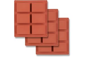 homEdge 6-Cavity Rectangle Silicone Mold, 3 Packs Rectangle Molds for Making Soap Bar, Resin, Chocolate, Soap Candles and Jelly-Brown
