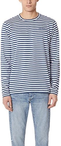 Norse Projects Men's James Logo Stripe Tee, Anodized Blue, Large