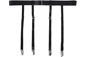 Adjustable Garter Belt for Women, Elasticity Suspender Garter Belt with 4/6 Metal Clips for Thigh High Sock Stocking Boot