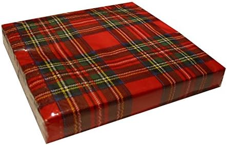 Royal Stewart Tartan Plaid Red check tissue paper serviettes/napkins 20 per pack
