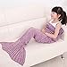 ONEPACK Mermaid Tail Crochet Blanket,Handmade Mermaid Blanket for child,Super Soft Comfortable Suitable for All Seasons Sleeping Reading Watching Working Sofa Camping Blankets(Child,56
