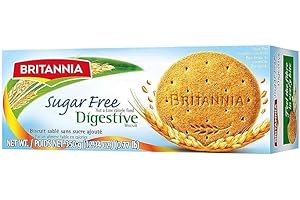 BRITANNIA Digestive Sugar Free Tea Time Cookies 12.34oz (Pack of 1-350g) - Healthy Snacks Breakfast, Lunch Snacks Whole Wheat