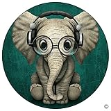 MsMr Phone Grip Holder Mount Cute Baby Elephant Dj Expanding Stand and Grip + Clip Combo Pack for Smartphones and Tablets - Pop Black