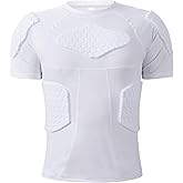 Zicac Men's Sports Shock Rash Guard Compression Padded Shirt Soccer Basketball Protective Gear Chest Rib Guards