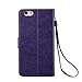 iPhone 6S Plus 5.5-inch Case, Welity Vintage Butterfly Flip Folio PU Leather Kickstand Wallet Purse Case with Wristlet & Credit Card Slots Cash Holder for Apple iPhone 6 / 6S Plus 5.5-inch (Purple)