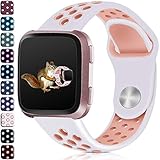 Wepro Bands Sport Silicone Replacement for Fitbit Versa Smart Fitness Watch, Small, Pink on White