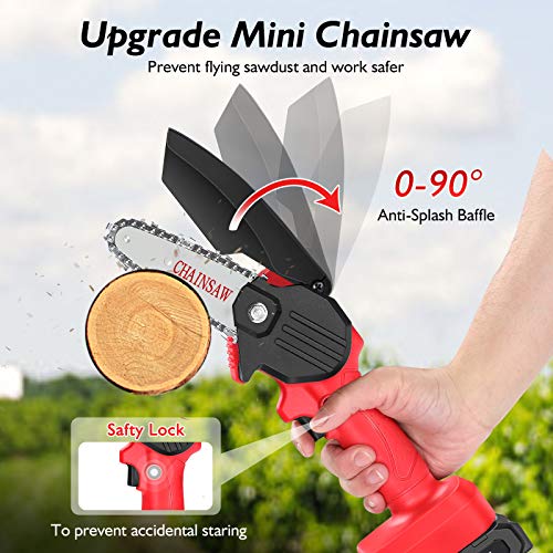 Mini ChainSaw with 2 Battery, Seesii 4Inch Cordless Electric Pruning