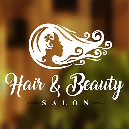 Hair Beauty Salon Shop Vinyl Sign Women Hairdressers Window Lettering Sticker, White, 860 x 590mm