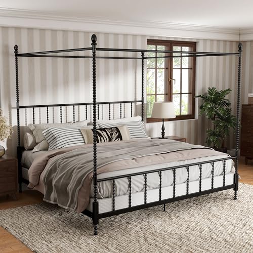 Furniture of America Vaeli Modern Metal King Size Four Poster Bed Frame